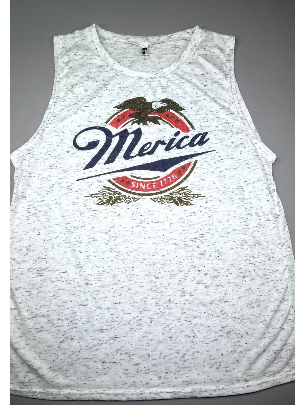 Merica Graphic Sleeveless Tank Top White Size XL